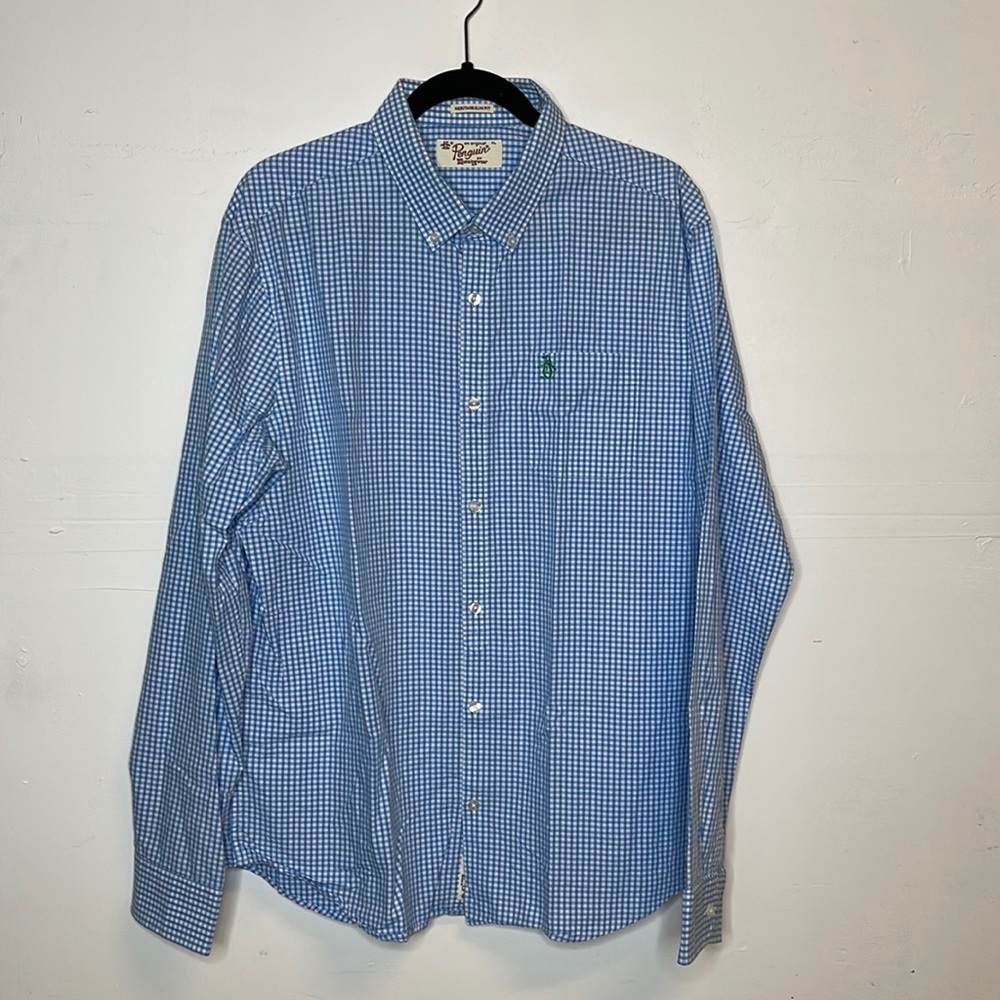 Original Penguin by Munsing Wear Blue/ White Checkered Button Down Men’s Shirt